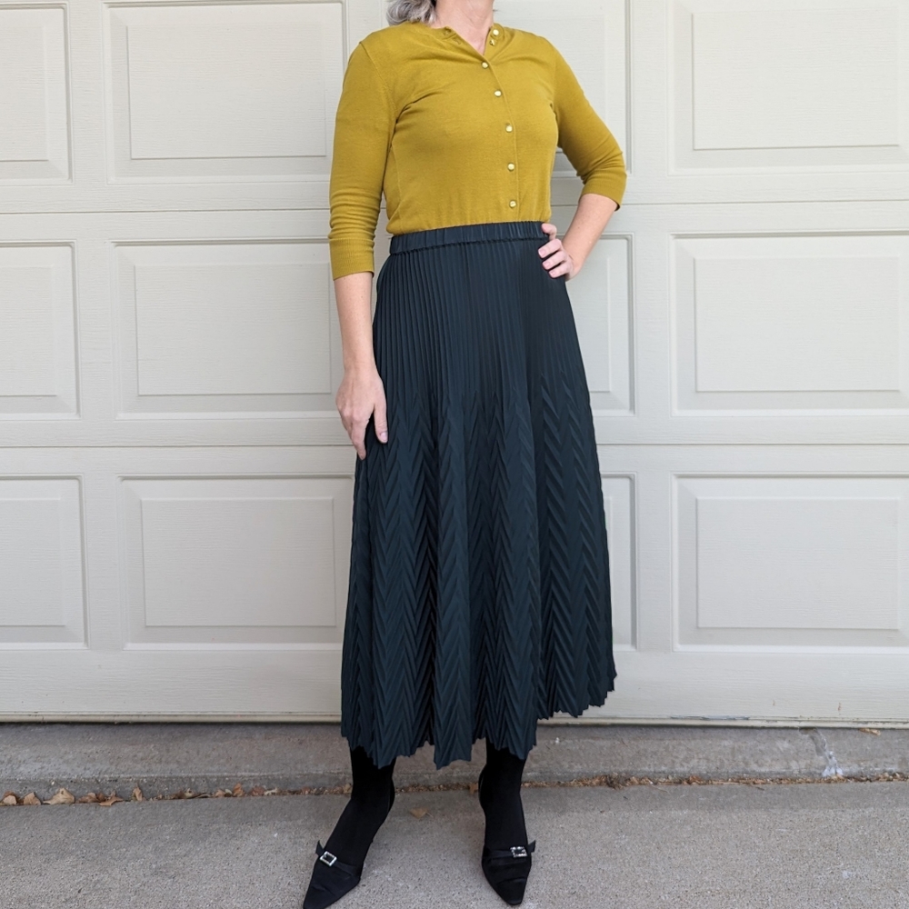 nwt BANANA REPUBLIC dark green pleated skirt M